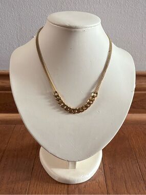 Chunky Gold Tone Necklace with Multi Strand Chain